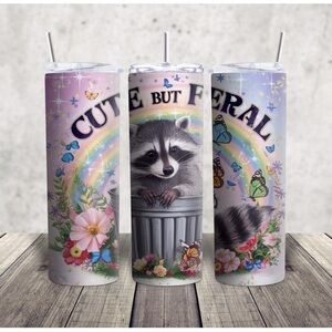 Cute But Feral Raccoon Tumbler